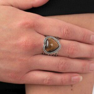 Paparazzi Jewelry Accessories - Stone Age Admirer - Brown Ring - Vintage